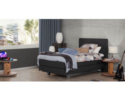 Boxspring 180x200 - Caresse Silver 4650 - Vlak - Meegestoffeerde Pocket Matrassen - Incl. 525 Topper - Urban Light Grey