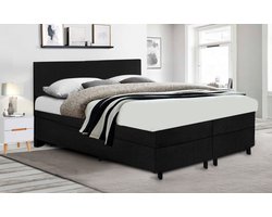 Boxspring 180x200 incl. topdekmatras - Complete set met matras - Zwart