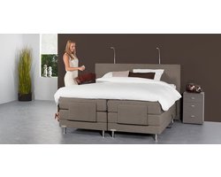 Boxspring 180x210 - Caresse Silver 4700 - Elektrisch - Meegestoffeerde Pocket Matrassen - Incl. 520 Topper - Urban Light Grey