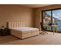 Boxspring Amalfi vlak, 200x220 cm, kleur beige