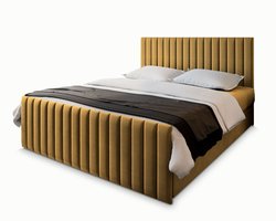 Boxspring ARION 140x200 cm met matras en topper, bedkasten - Geel