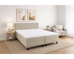 Boxspring Ayla Royal - 180x200 Compleet - Beige Glad - Ayla Matrassen - 2 persoons