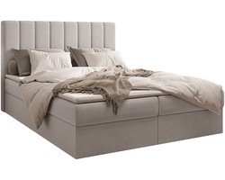 Boxspring Bed 01 - Bed - Comfortabel topmatras - Met hoofdeindeTot 300KG - Opbergruimte - 140x200 - Trinity 32 - Zilver
