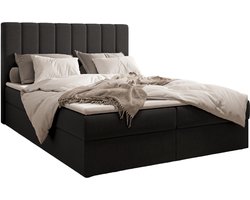 Boxspring Bed 01 - Bed - Comfortabel topmatras - Met hoofdeindeTot 300KG - Opbergruimte - 160x200 - Trinity 16 - Zwart