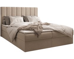 Boxspring Bed 01 - Bed - Comfortabel topmatras - Met hoofdeindeTot 300KG - Opbergruimte - 160x200 - Trinity 2 - Beige
