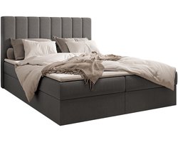 Boxspring Bed 01 - Bed - Comfortabel topmatras - Met hoofdeindeTot 300KG - Opbergruimte - 180x200 - Trinity 15 - Grafiet