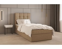 Boxspring Bed 05 - Luxe en Comfort - Inclusief Topmatras - Verkrijgbaar in Meerdere Maten - Boxspringbed 05 (Cappuccino - Hugo 23, 90x200 cm)