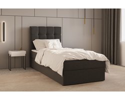 Boxspring Bed 05 - Luxe en Comfort - Inclusief Topmatras - Verkrijgbaar in Meerdere Maten - Boxspringbed 05 (Zwart - Hugo 100, 90x200 cm)