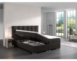 Boxspring Bed compleet Malaga Zwart 140x200 cm bed met opbergruimte en topdekmatras inbegrepen zetels en bedden