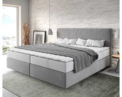 Boxspring bed Dream-Well Microvezel grijs 200x200 cm met pocketveringmatras en Visco topper
