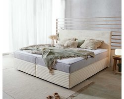 Boxspring bed Dream-Well Plush Cord Beige 200x200 cm met pocketveringmatras en Visco topper