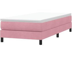Boxspring Bed - Gestoffeerd Bed - Comfortabel Slapen - Met Lattenbodem - 80x220cm - Roze