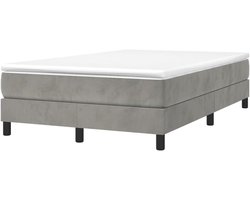 Boxspring bed - Gestoffeerd bed - Comfortabel slapen - Zacht fluweel - 120x200 cm - Lichtgrijs