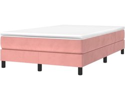 Boxspring Bed - Gestoffeerd Bed - Lekker Slapen - Zacht Velours - 120x200cm - Roze