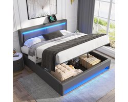 Boxspring Bed - Gestoffeerd Bed - Slaapcomfort Creëren - Groot Opbergvak - 140 x 200 cm - Grijs