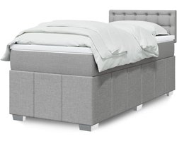 Boxspring Bed - Luxe Slaapcomfort - Rustige Nachtrust - Met Geïntegreerde LED - 100x200cm - Lichtgrijs