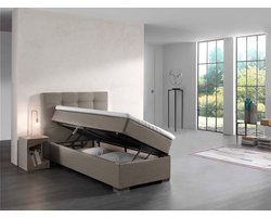 BOXSPRING BED MALAGA TAUPE 90X200 CM COMPLEET BOXSPRING MET TOPPER zetelsenbedden