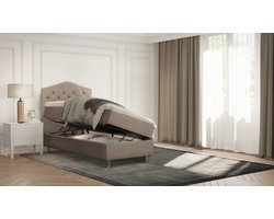 Boxspring Bed Mars Beige 90x200 cm - compleet bed met opbergruimte - zetels en bedden boxspring eenpersoon