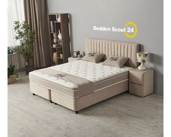 Boxspring bed met opbergruimte - 140x200 cm - beige - Opbergbed Cindy