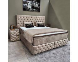 Boxspring bed met opbergruimte - 160x200 cm  Chester Deluxe  velvet taupe