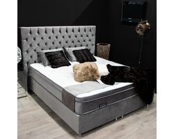 Boxspring bed met opbergruimte - 180x200 cm - velvet grijs - Opbergbed Rixos