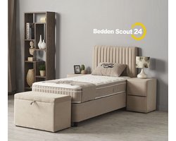 Boxspring bed met opbergruimte - 90x200 cm - beige - Opbergbed Cindy