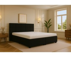 Boxspring Bed met Opbergruimte Modena 180x200 cm Zwart Luxe Pocketvering Matras Stof