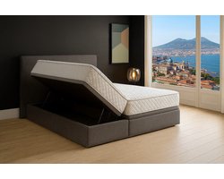 Boxspring Bed met Opbergruimte Napoli 180x210 cm antraciet Luxe Pocketvering Matras Stof Gratis 2x Hoofdkussens