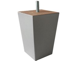 Boxspring Bedden Meubelpoten Set 6 stuks Vierkanten houten blokpoot hoogte 12 cm (M8) Zilver