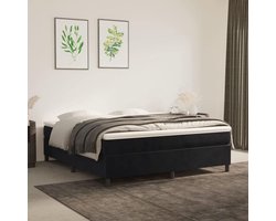 Boxspring Bedframe - Bedombouw Velvet - Rustgevende Slaap - Robuuste Steunpoten - 180 x 200 cm - Zwart