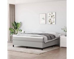 Boxspring bedframe - Gestoffeerd bed - Rustgevende slaap - Multiplex lattenbodem - 180x200 cm - Lichtgrijs