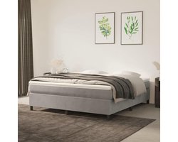 Boxspring Bedframe - Velours Bed - Rustig Slapen - Stevige Steunpoten - 180x200 cm - Lichtgrijs