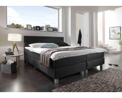 Boxspring Bravo - 180 x 200 - Luxe Pocketvering - Stof Antraciet - Inclusief topmatras
