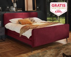 Boxspring Caresse 3060 - Vlak - Meegestofeerde Pocket 500 Matrassen - Incl. 750 topper Gelfoam - Vienna Bordeaux