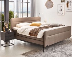 Boxspring Caresse 3360 - 180x200 - Vlak - Meegestofeerde Pocket 500 Matrassen - Incl. 750 topper Gelfoam - Vienna Dessert