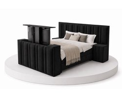 Boxspring CineLux TV-Lift - 180x200 Compleet - Met nachtkastjes - Zwart - BalBedden