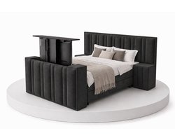 Boxspring CineLux TV-Lift - 200x200 Compleet - Met nachtkastjes - Antraciet - BalBedden