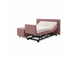 Boxspring ComfortLift – Hoog-Laag Bed 1-persoons Elektrisch Verstelbaar 120x220 cm – incl. voetbord – Verzorgingsbed / Seniorenbed – Oudroze
