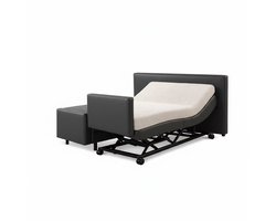 Boxspring ComfortLift – Hoog-Laag Bed 1-persoons Elektrisch Verstelbaar 90x200 cm – incl. voetbord – Verzorgingsbed / Seniorenbed – Antraciet lederlook