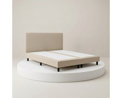 Boxspring DreamLux - 160x200 Zonder matras - Beige Glad - BalBedden