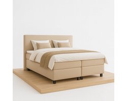Boxspring DreamLux - 180x220 Compleet - Beige Glad - Puntrust Bedden