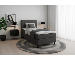Boxspring DreamLux - 90x200 Compleet - Antraciet Glad - BalBedden