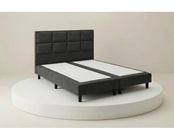 Boxspring DreamLux - 90x200 Zonder matras - Antraciet 8 Vaks - BalBedden