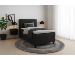 Boxspring DreamLux - 90x210 Compleet - Zwart Glad - BalBedden