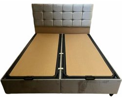 Boxspring Ecce met opbergruimte - 160x200cm - grijs velvet- zonder matras - stalen constructie - bed met opbergruimte-