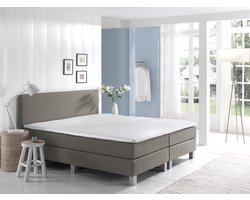 Boxspring Eefje comfort - Beige 140x200 7-zone pocket matras, incl. topper en gratis antislip