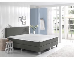 Boxspring Eefje - Grijs - 140 x 200 cm | Inclusief gratis topper en antislip