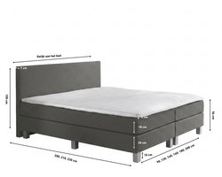 Boxspring Eefje - Grijs - 180 x 200 cm | Inclusief gratis topper en antislip