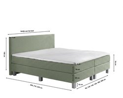 Boxspring Eefje - groen - 140 x 200 cm | Inclusief gratis topper en antislip