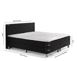 Boxspring Eefje - Zwart - 160 x 200 cm | Inclusief gratis topper en antislip